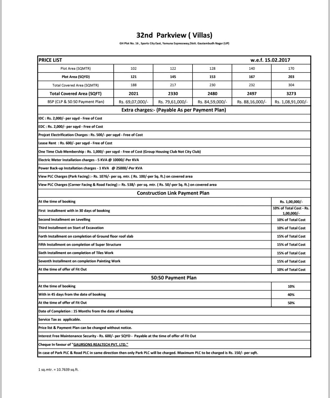 Price List