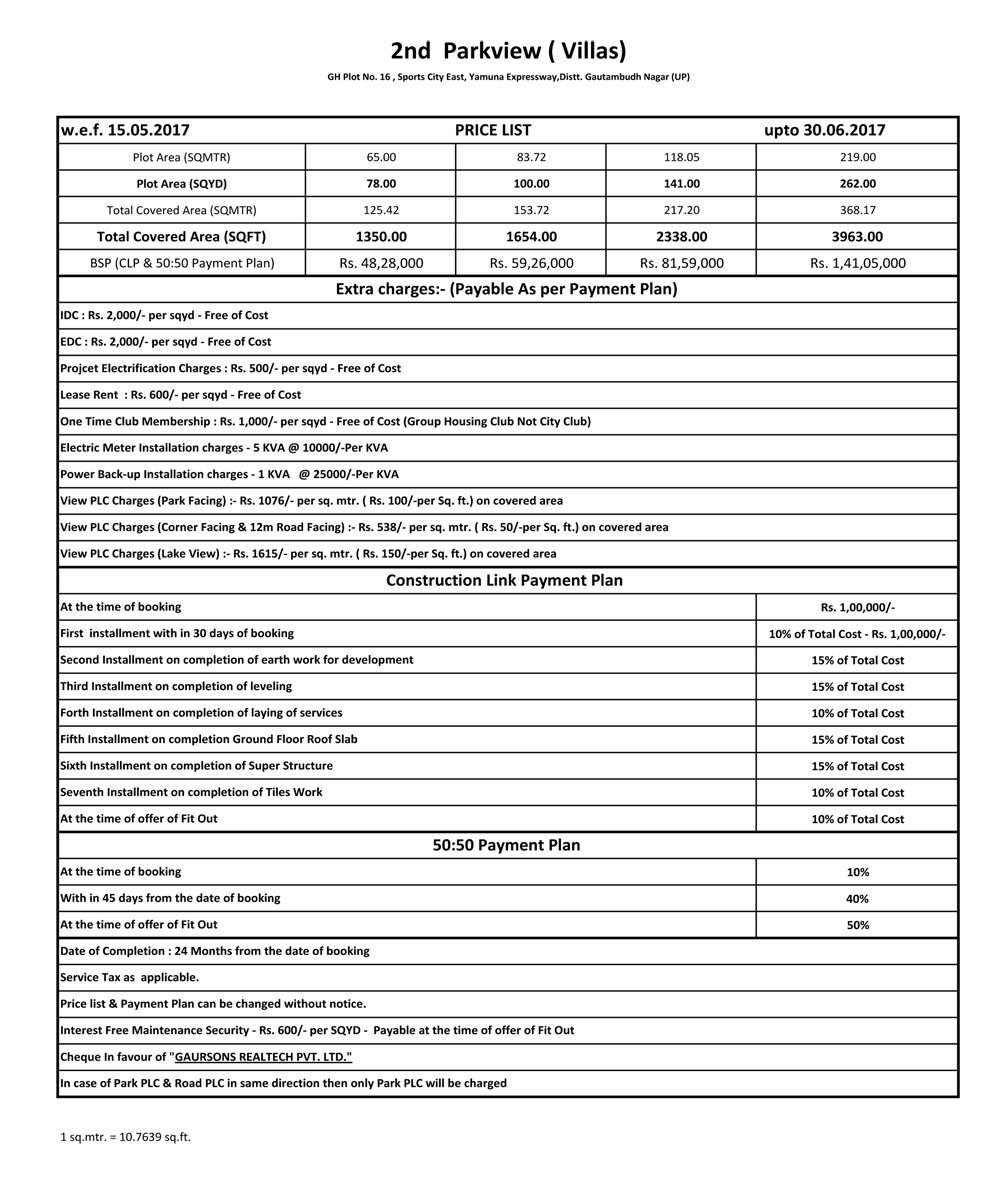 Price List