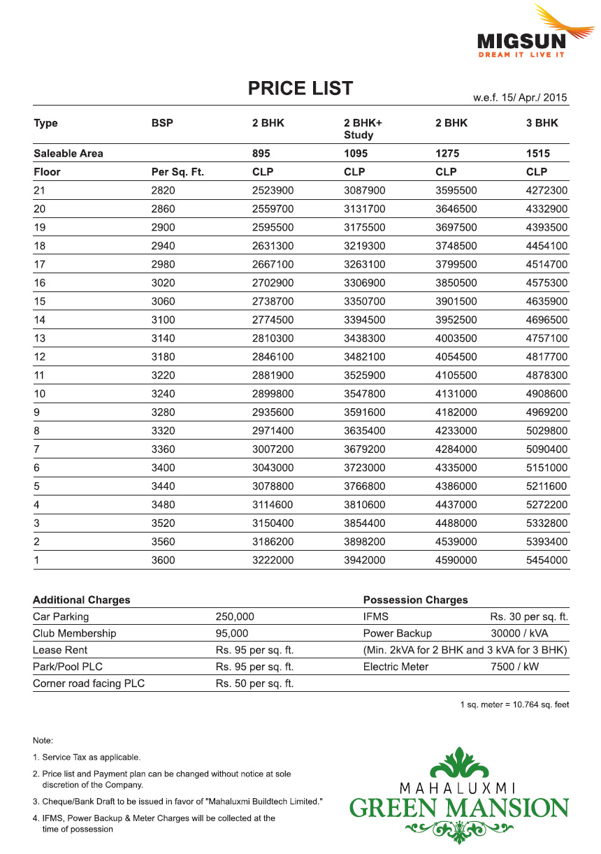 Price List